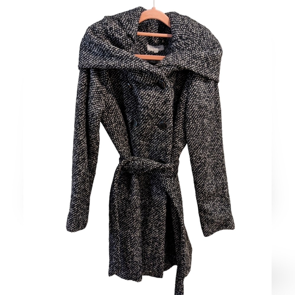 Calvin Klein Tweed Double Breasted Coat 10
